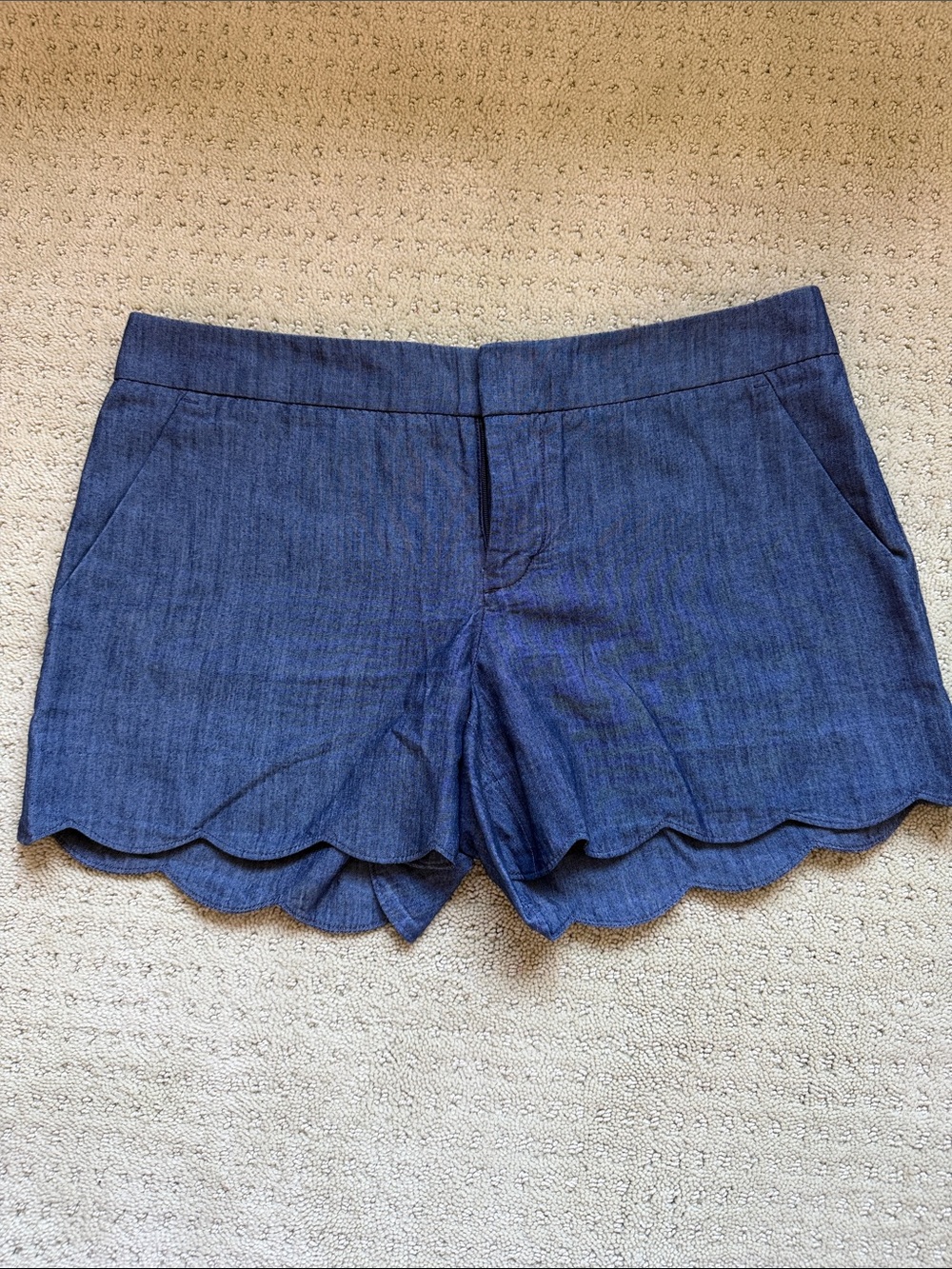 Club Monaco Navy Scalloped Hem Jean Shorts
